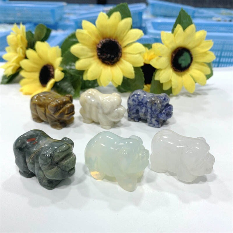 Raw Natural Quartz Crystal Skull Carved Pig Wild Boar Piggy Animal Healing Stone