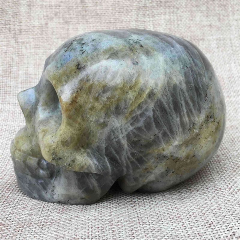 Natural Labradorite Skull,Quartz Crystal Skull,Hand Carved,Home