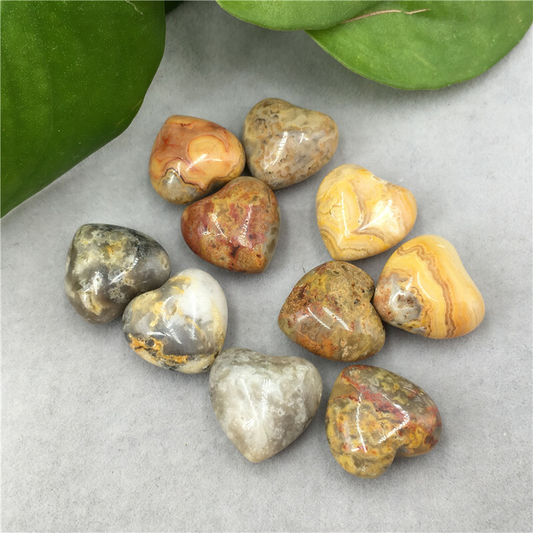 5pcs Natural Crazy agate mini heart Carved quartz crystal skull reiki healing G3