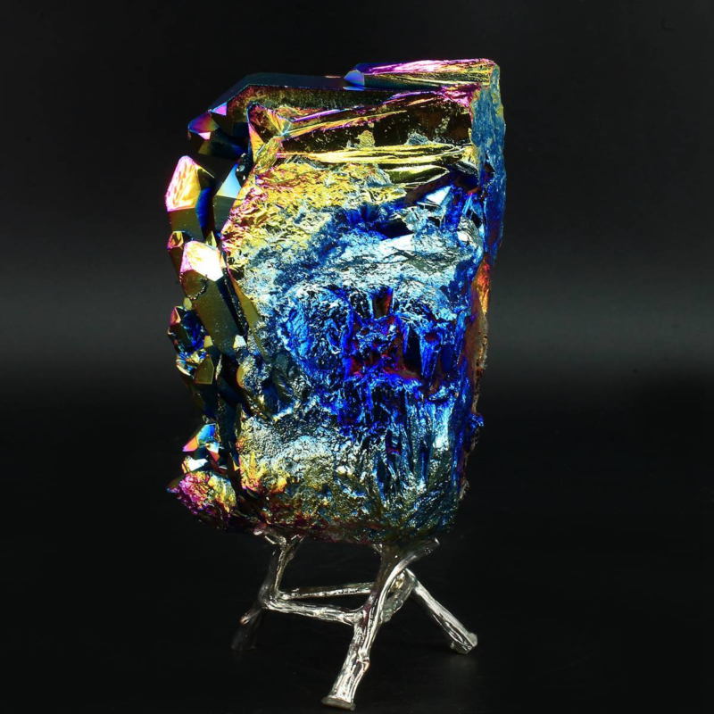 1058g Colourful Crystal Cluster Quartz Mineral Specimen Decoration Electroplate