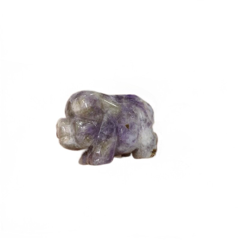 Raw Natural Quartz Crystal Skull Carved Pig Wild Boar Piggy Animal Healing Stone