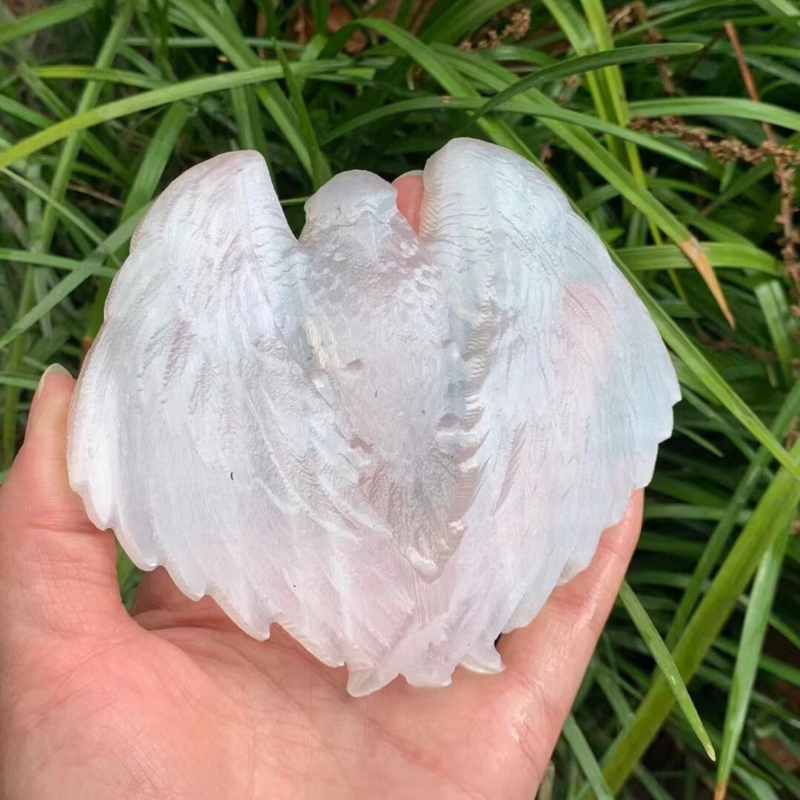 1PC gypsum eagle skull quartz crystal carved skull Reiki healing gem  decor