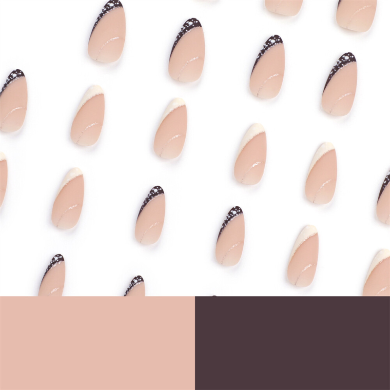 Nude Color Winter False Nail Short Almond Press on Nails for Nail Art 24pcs