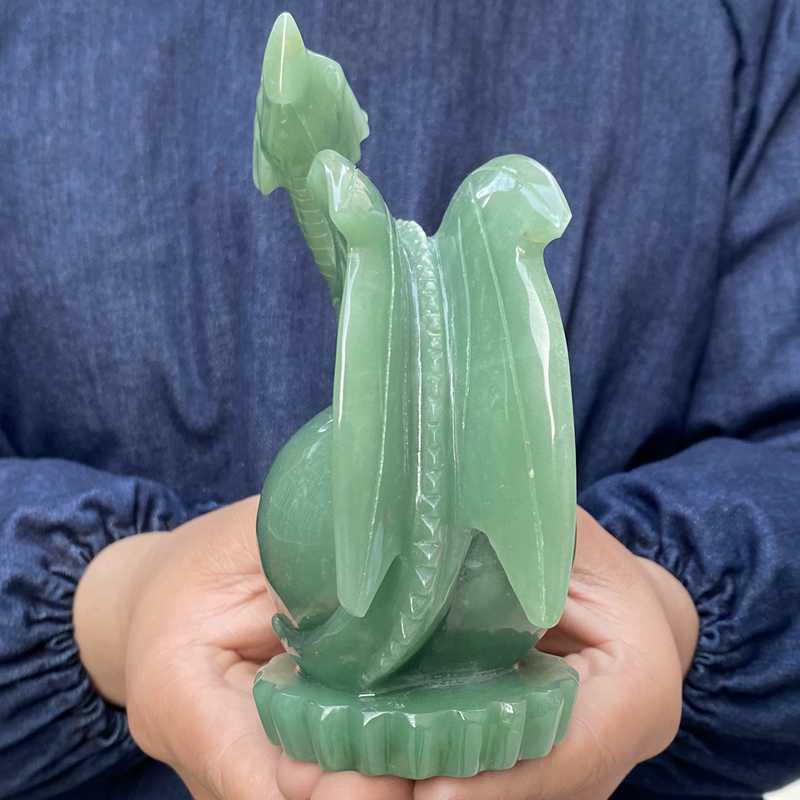 0.83kg Natural aventurine dragon skull carved Quartz Crystal skull Healing