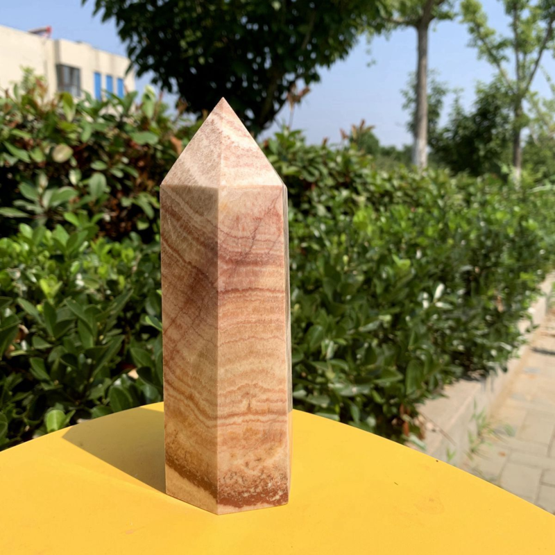 906g Natural Pork Stone Quartz Obelisk Crystal Wand Point Tower Reiki Healing