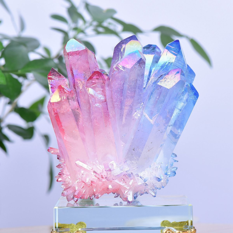 1.43LB Electroplated Color Crystal Cluster Crystal Mineral Reiki Healing