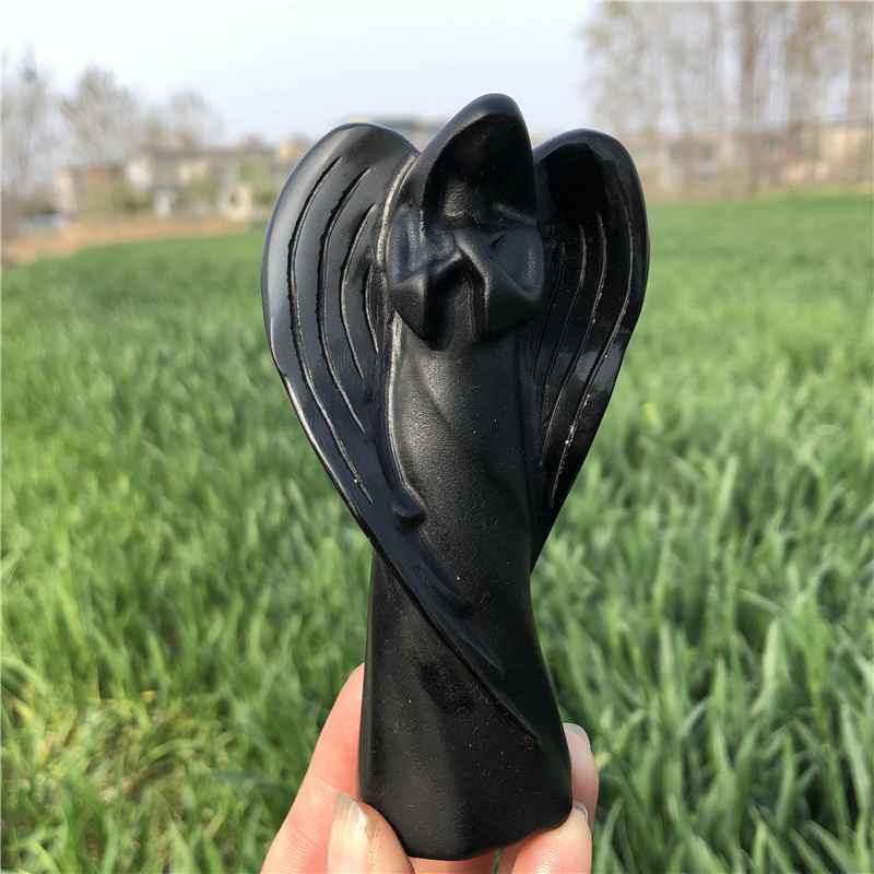 0.16kg Natural obsidian quartz angel carved Quartz Crystal skull Healing