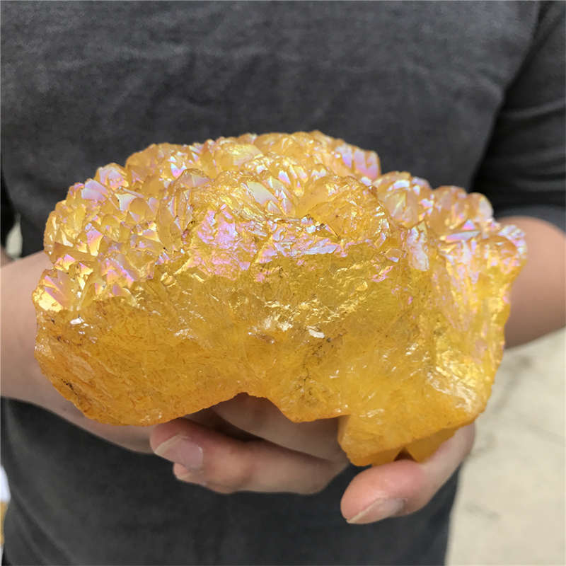 1.16kg Electroplate Rainbow cluster quartz crystal mineral specimen reiki healin