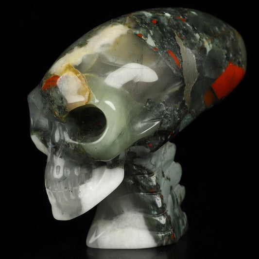 MEXICO blood jasper skull living eyes Voodoo Carving- 350 g