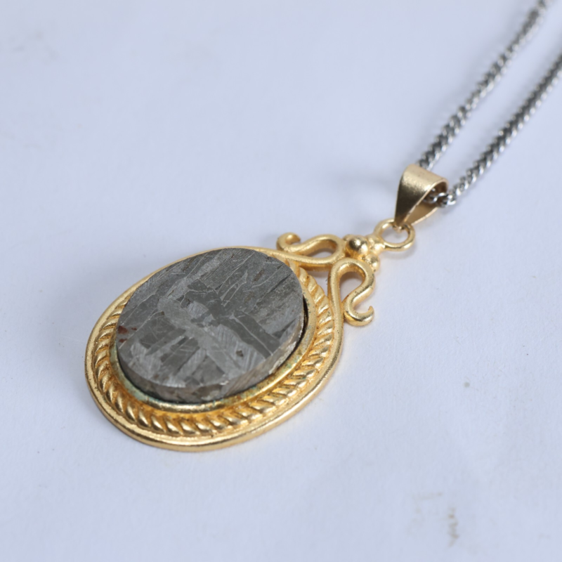 Natural meteorite inlaid pendant, necklace, gift L69