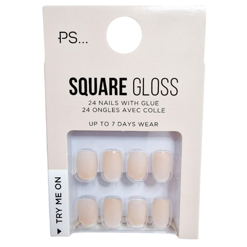 False Nails Press On Fake Tips Stick Coffin Square Full Cover Primark Glue 24pk