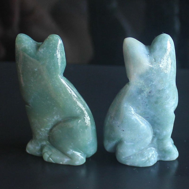 Carved mixed gemstone quartz crystal cat figurine animal carving home decor 2&apos;&apos;