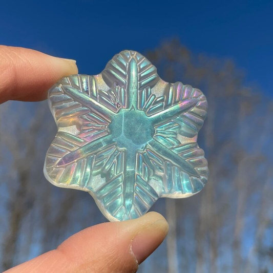 Titanium Clear Melting Stone Snowflake Quartz Crystal Carved Heal collection