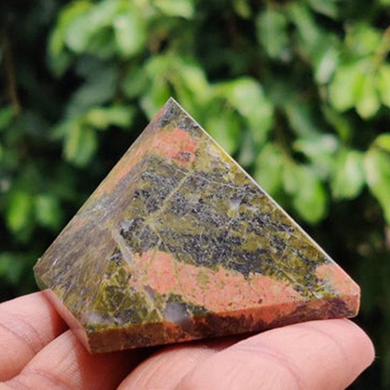 Natural Unakite Epidote Quartz Crystal Orgone Energy Pyramid Healing Stone Tower