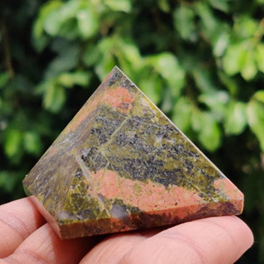 Natural Unakite Epidote Quartz Crystal Orgone Energy Pyramid Healing Stone Tower