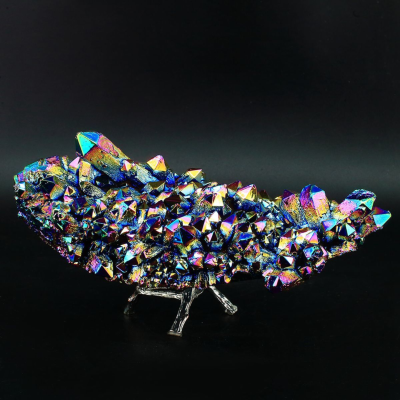 1315g Colourful Crystal Cluster Quartz Mineral Specimen Decoration Electroplate