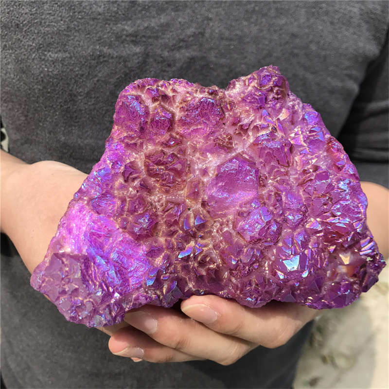 1.3kg Electroplate Rainbow cluster quartz crystal mineral specimen reiki healing