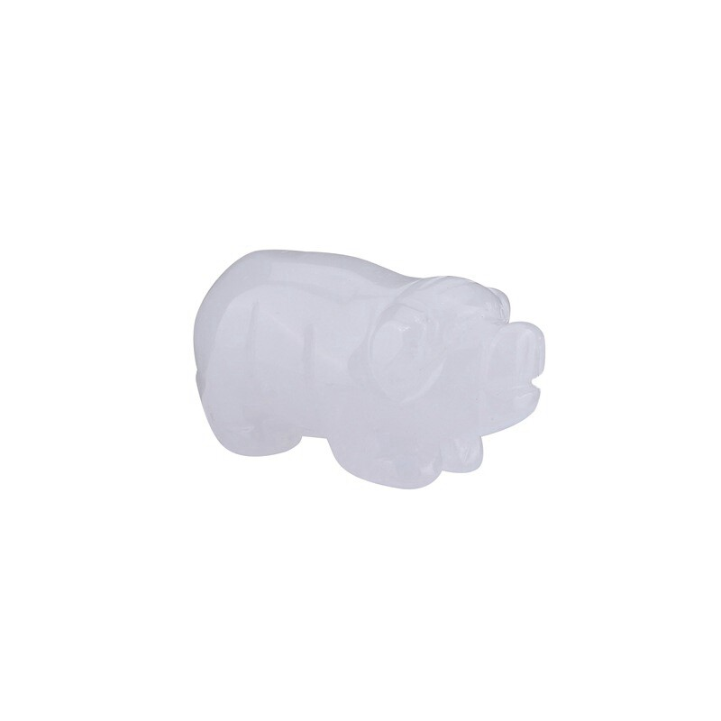 1.5&apos;&apos; Natural Quartz Crystal Cute Baby Piggy Hand Carved Healing Animal Decor