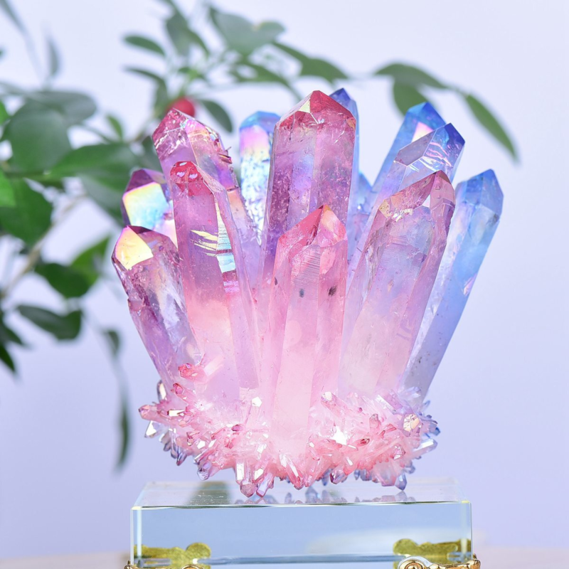 1.43LB Electroplated Color Crystal Cluster Crystal Mineral Reiki Healing