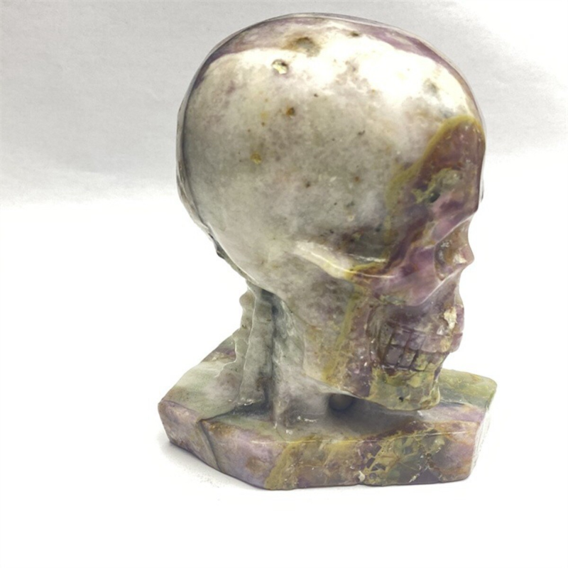 1340g Natural Beantiful Fluorite Quartz Skull Hand Carved Crystal Healing Skull
