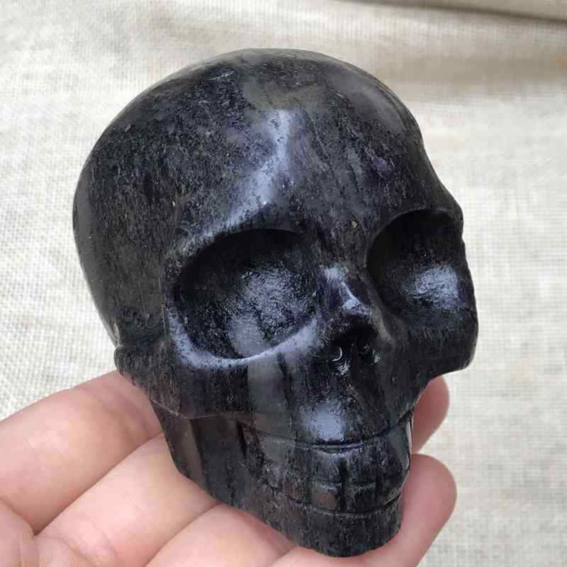 0.46Kg Natural black jade quartz skull carved Quartz Crystal skull Healing