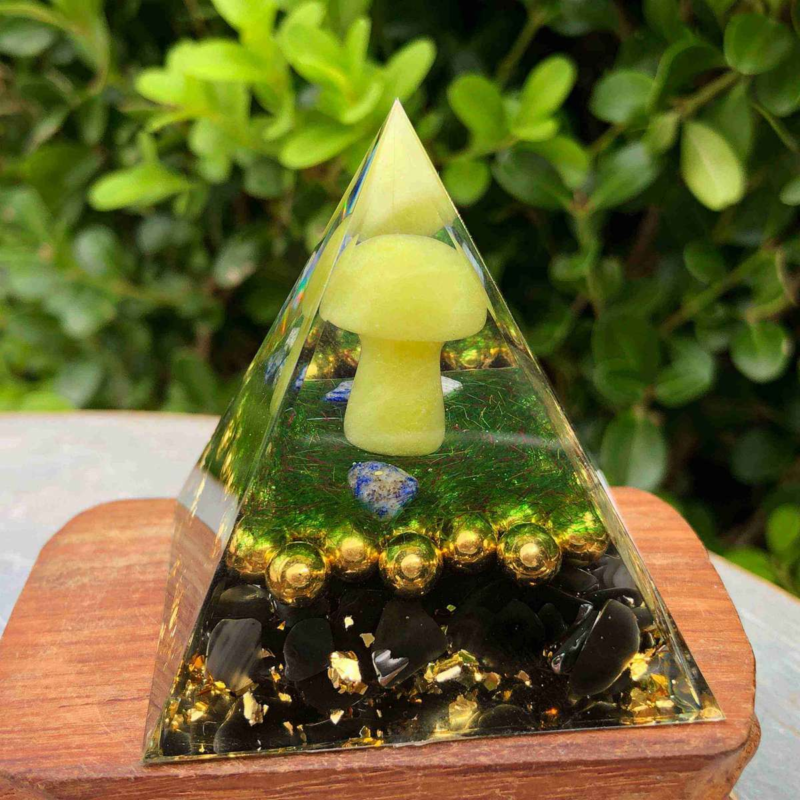 5cmAogen Energy Natural Obsidian Gravel Mushroom Pyramid Healing Meditation