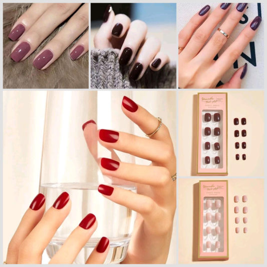 Press On Nails Short Oval Various Colours Nude False Fake Nail 24pcs With Glue
