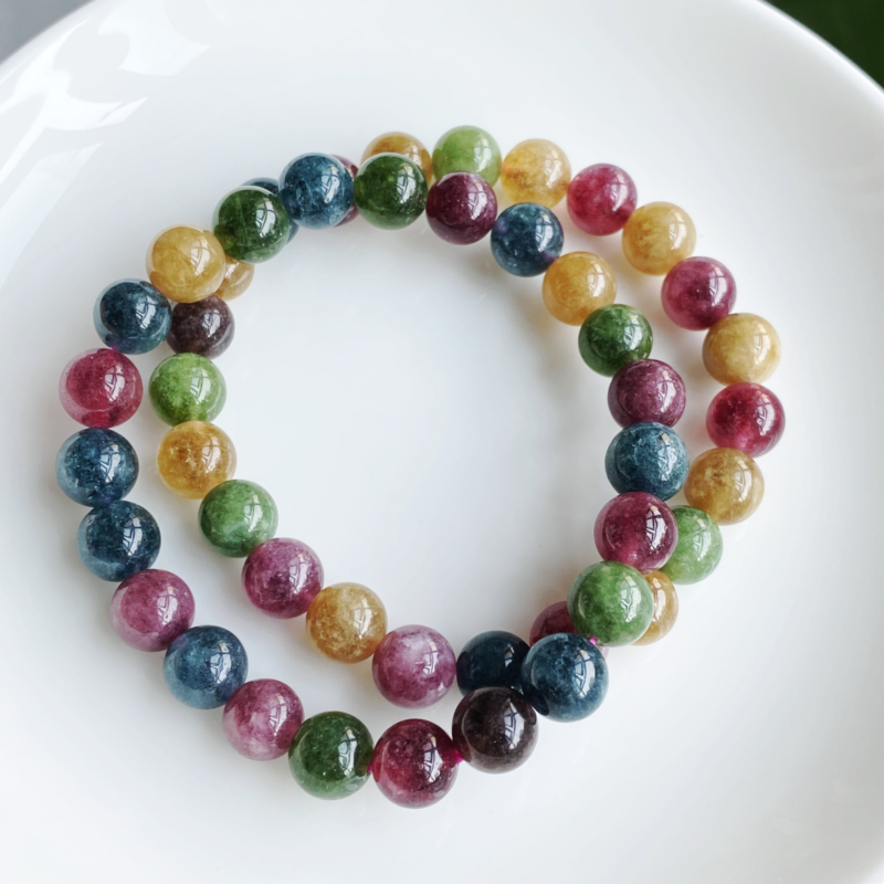 8.3mm2Natural Color Tourmaline Crystal Women's Beads BraceletAAA