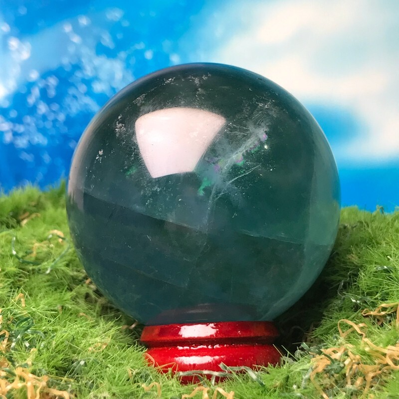 193G Natural Blue Fluorite Quartz Crystal Ball Sphere Polished Mineral Healing