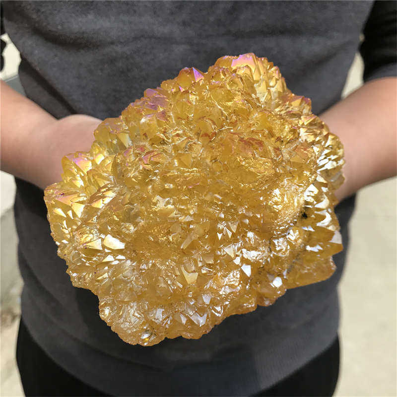 1.25kg Electroplate Rainbow cluster quartz crystal mineral specimen reiki healin