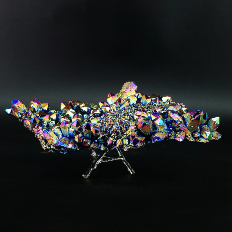 1315g Colourful Crystal Cluster Quartz Mineral Specimen Decoration Electroplate