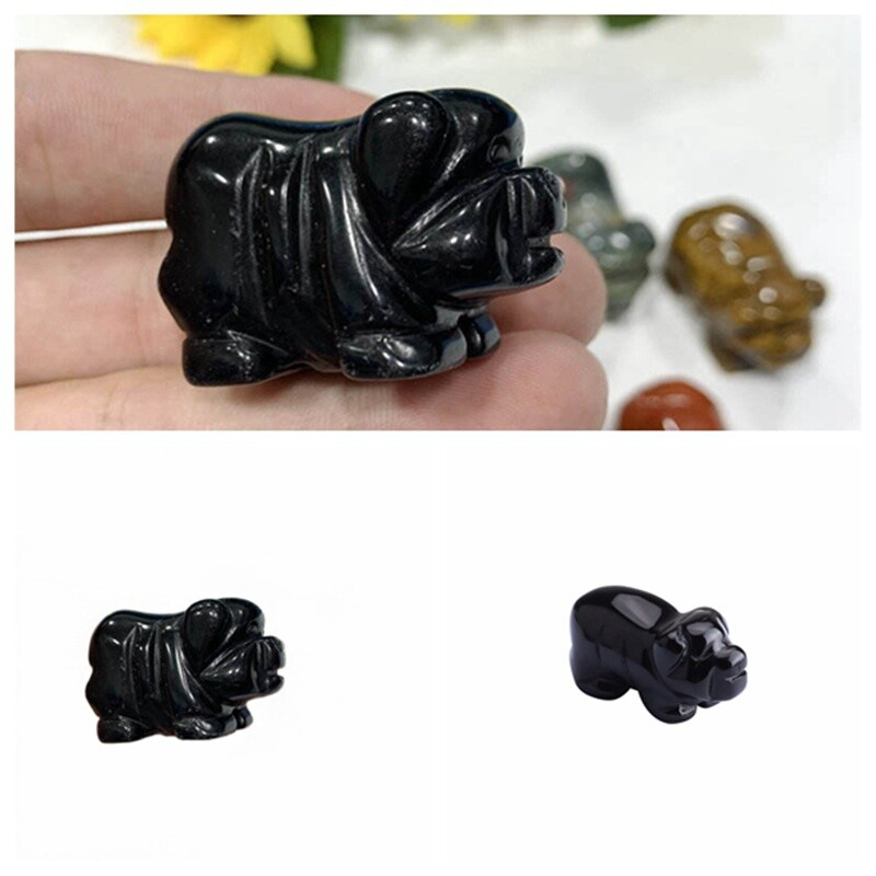 Raw Natural Quartz Crystal Skull Carved Pig Wild Boar Piggy Animal Healing Stone