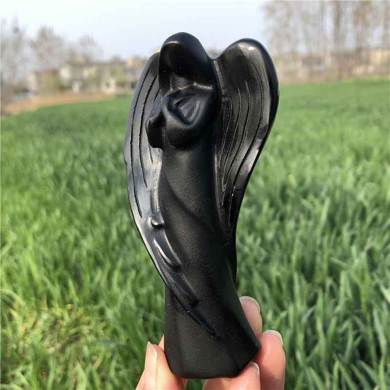 0.16kg Natural obsidian quartz angel carved Quartz Crystal skull Healing
