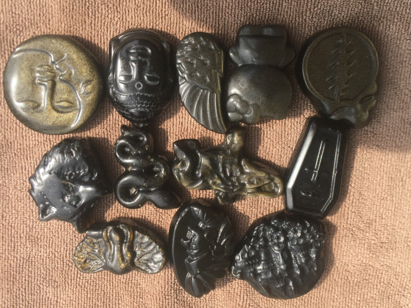 10pc Natural mix gold obsidian Quartz hand Carved skull crystal Reiki healing