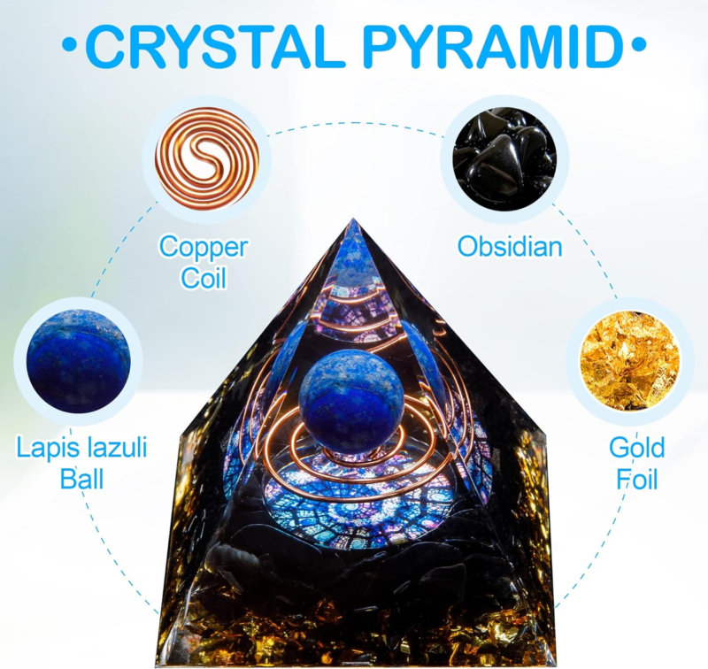 Orgone Crystal Pyramid, Lapis Lazuli Healing Crystal,Orgonite Protection