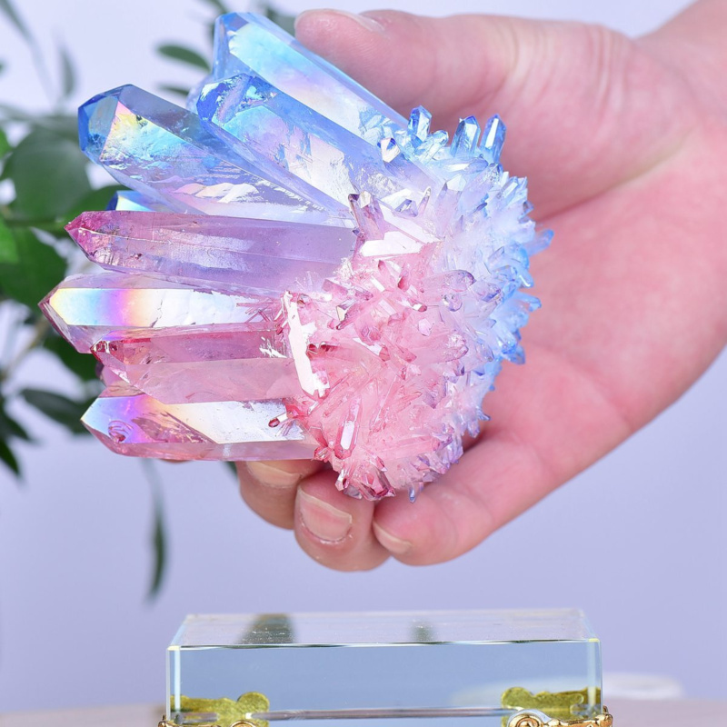 1.17LB Electroplated Color Crystal Cluster Crystal Mineral Reiki Healing