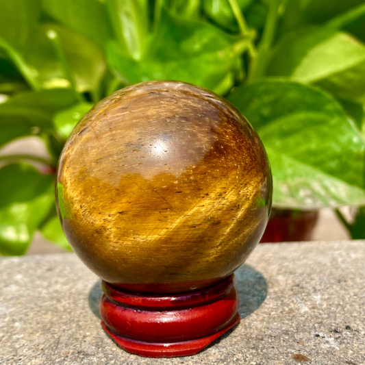 124G  Large Natural Tiger Eye Stone Crystal Ball Quartz Healing Sphere Décor