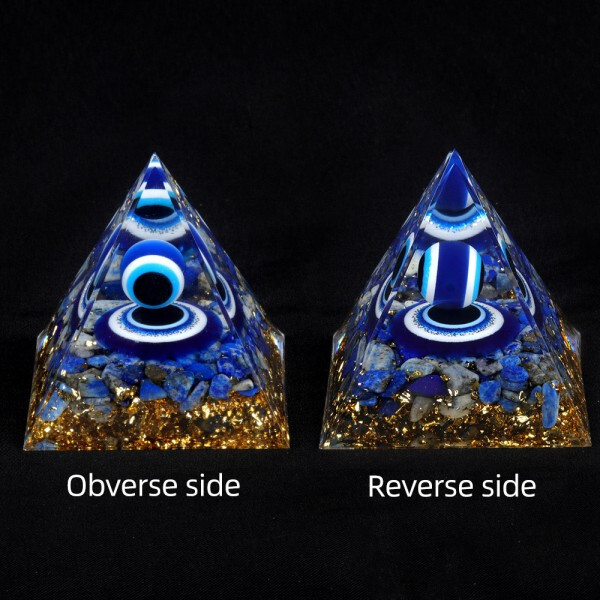 Evil Eye Blue Pyramid Energy Generator Meditation Orgonite Crystal Chakra Resin
