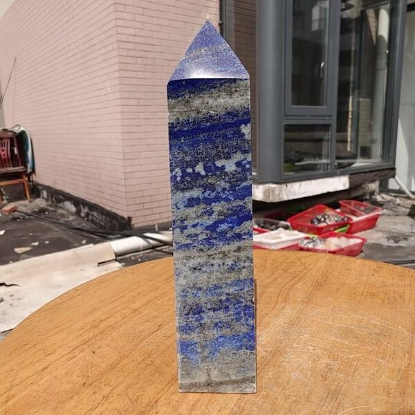 340g Natural Rock Lapis Lazuli Quartz Crystal Stone Point Healing Wand Obelisk