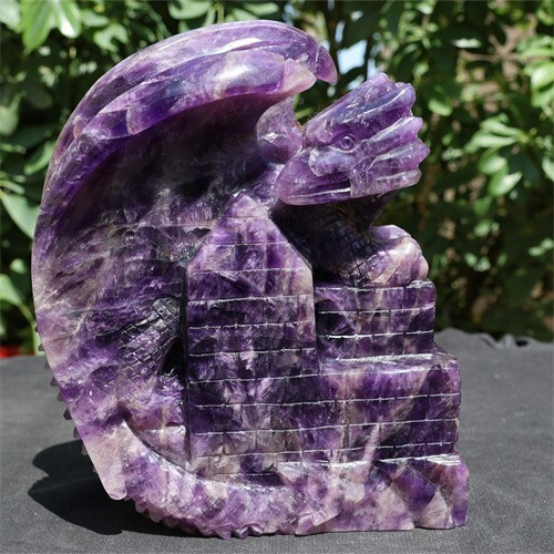 3.54kg Natural Dream Amethyst Dragon Castle Skull Carved Reiki Quartz Crystal Sk