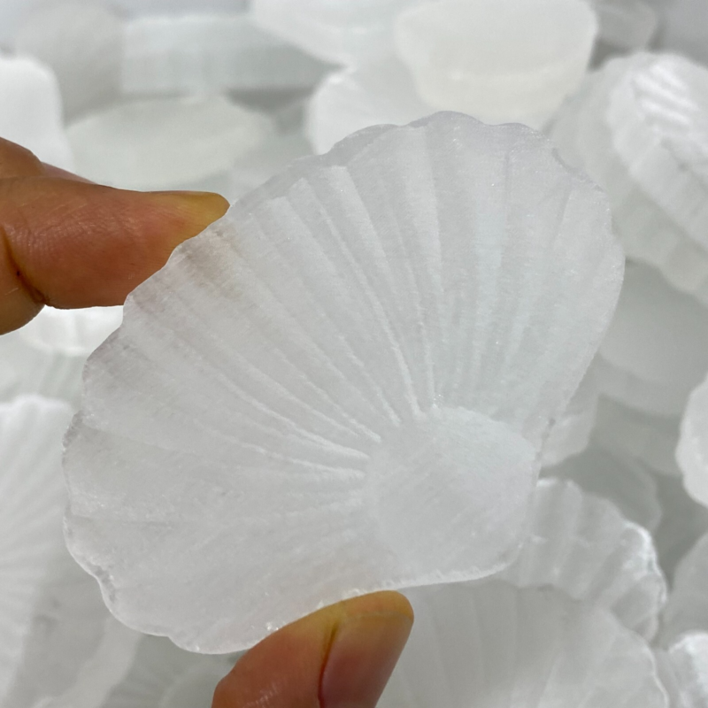 Natural Gypsum Selenite shell  Hand Carved Quartz Crystal Reiki healing 1PC