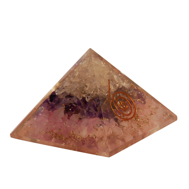 Clear  Amethyst Rose  Gemstone Orgone Pyramid Stone Energy Free Shipping