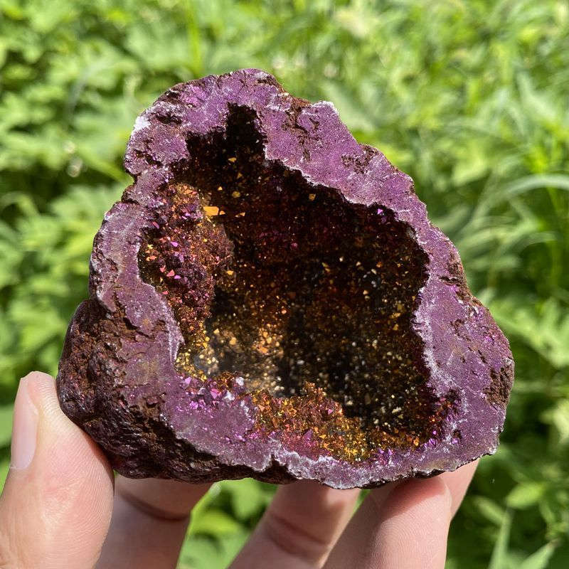 160g Electroplating color Natural Crystal Agate cave ornaments crystal cluster
