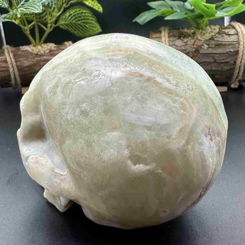 1545g natural Caribbean calcite hand carved skull quartz crystal healing decor