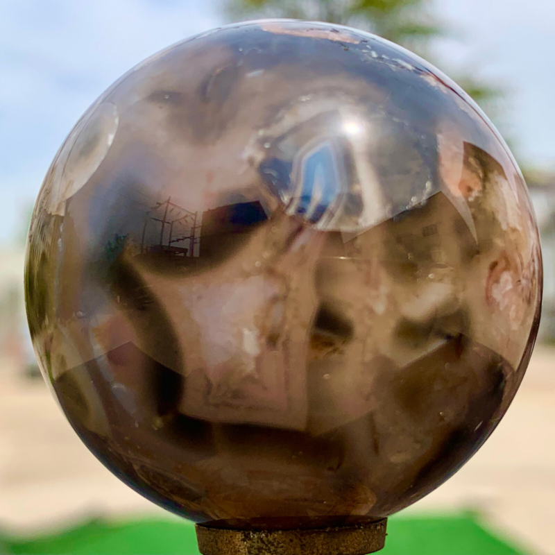 146G Natural Sakura Agate Quartz Sphere healing ball Specimen