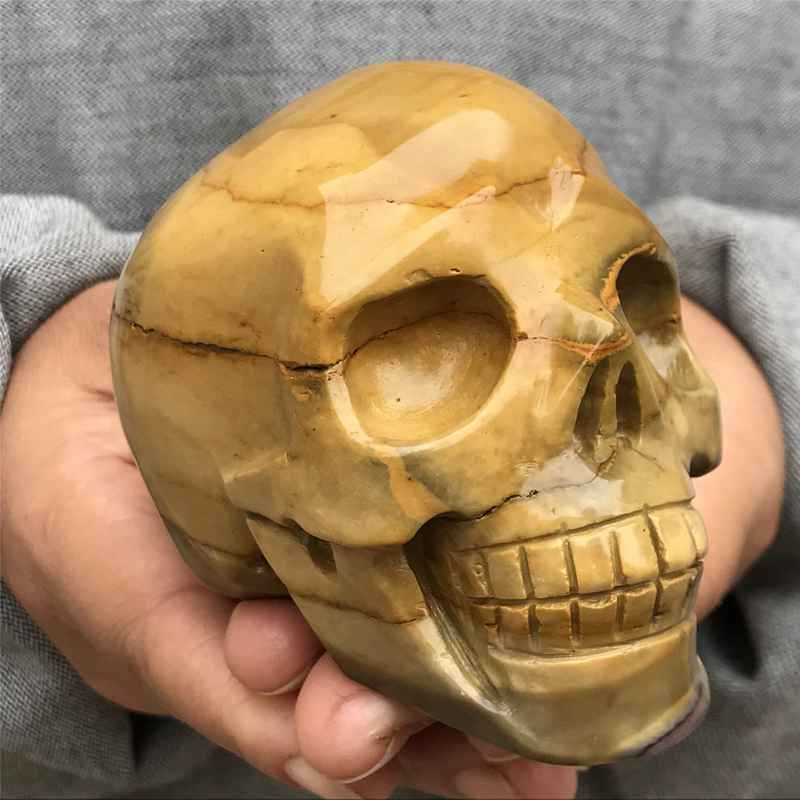 0.41kg Natural Mookite Jasper skull carved Quartz Crystal skull Healing