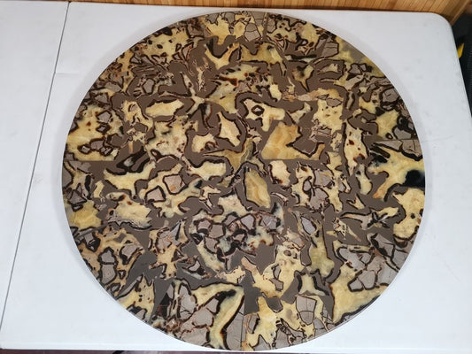 Rare Original Natural Septarian Table Top, Unique handmade.One of a kind! - Height: 70 cm - Width: 70 cm- 20 kg