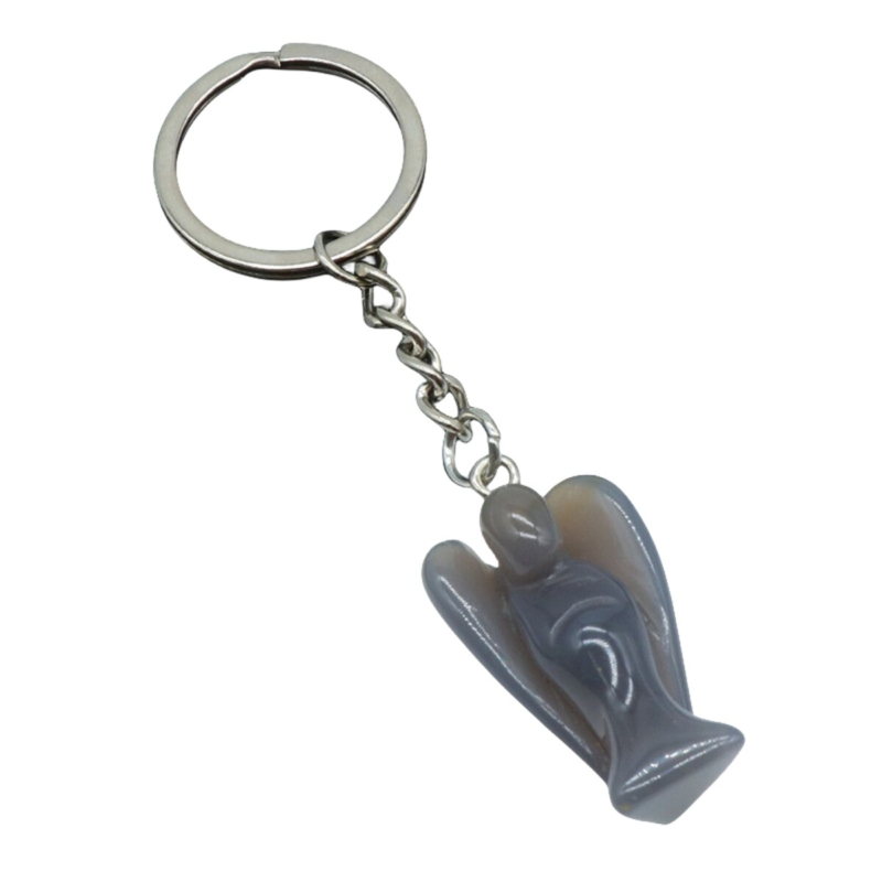 Natural Crystal Angel Keychain Healing Energy Pendant for Women Men