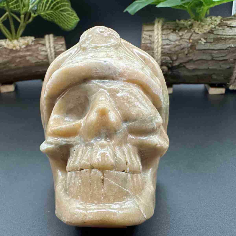 670g natural jade hand carved skull quartz crystal healing decor gift