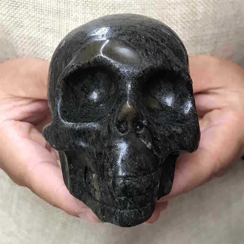 0.49Kg Natural black jade quartz skull carved Quartz Crystal skull Healing